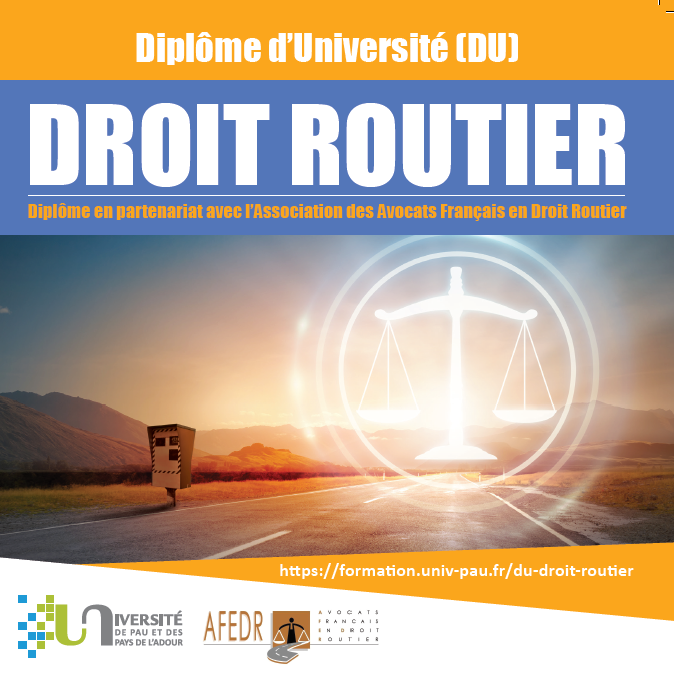 Je suis très fier de vous annoncer l'obtention du Diplome universitaire de Droit Routier !